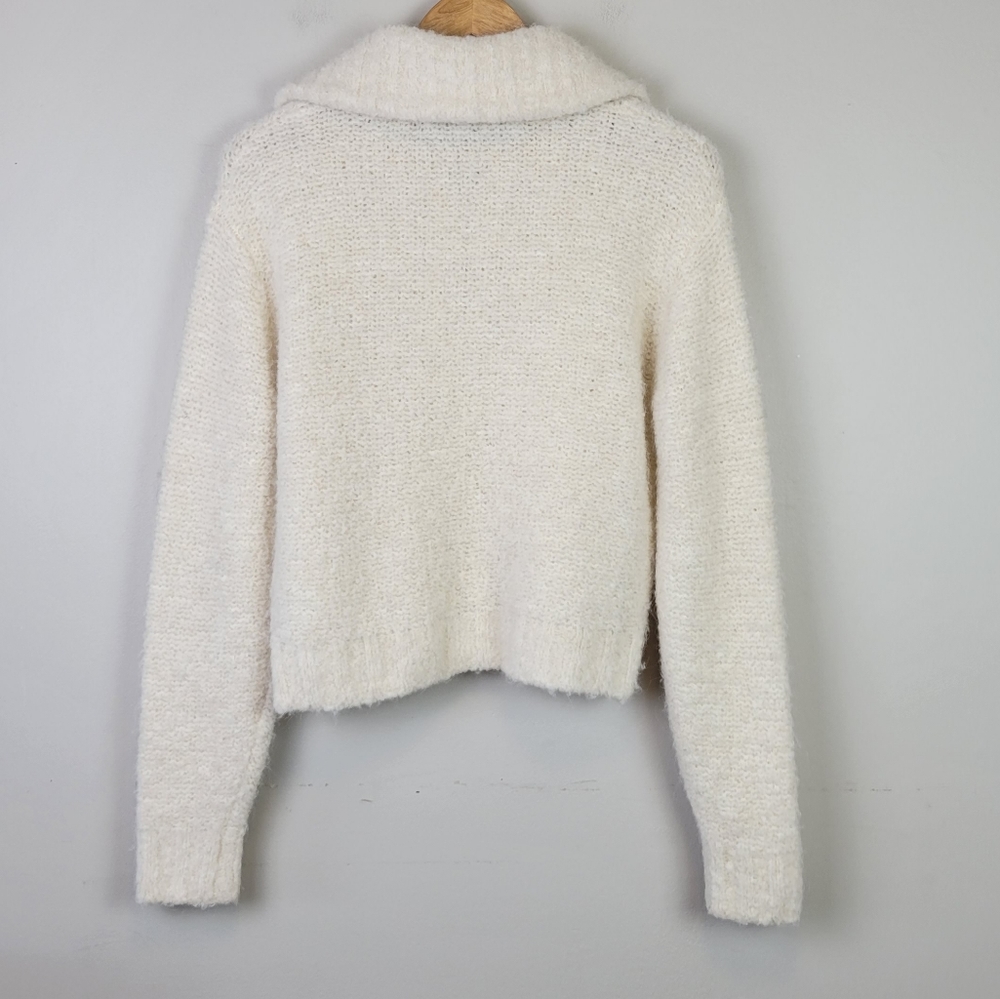 Aritzia Cream Half-Zip Textured Sweater - Picture 6 of 12